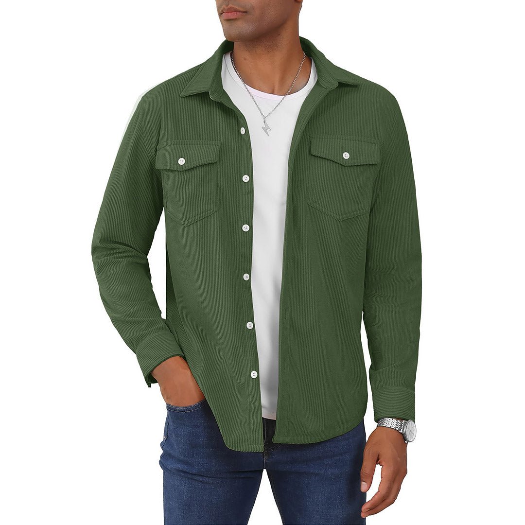 Men's Casual Shacket Lightweight Corduroy Shirt Jacket